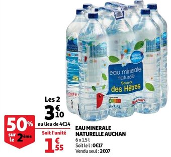Auchan Eau Minerale Naturelle 6x1.5L aanbieding