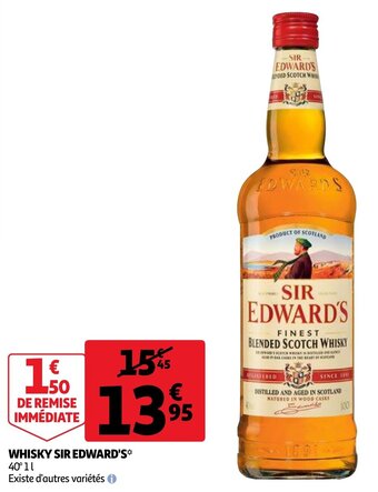 Auchan Whisky Sir Edward's 1L aanbieding