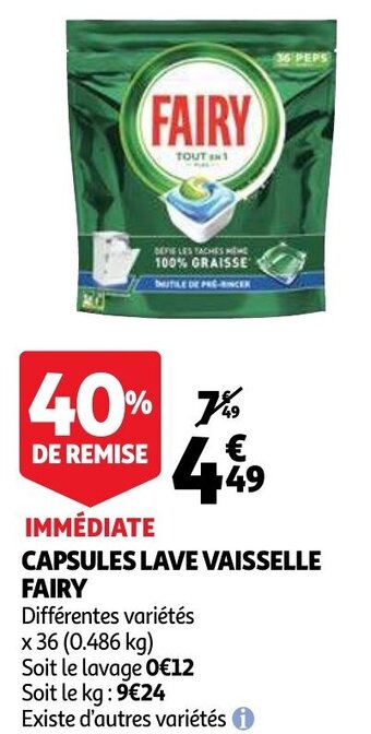 Auchan Capsules Lave Vaisselle Fairy aanbieding