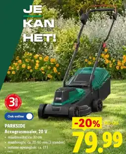 Lidl Parkside Accugrasmaaier, 20 V aanbieding