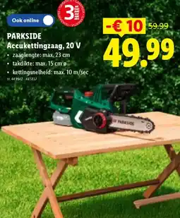 Lidl Parkside Accukettingzaag, 20 V aanbieding