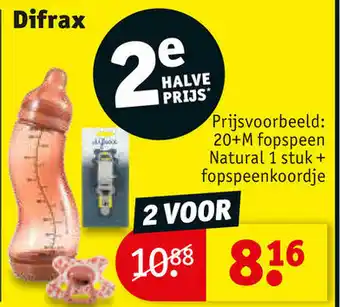 Kruidvat Difrax 20+M fopspeen Natural 1 stuk + fopspeenkoordje aanbieding