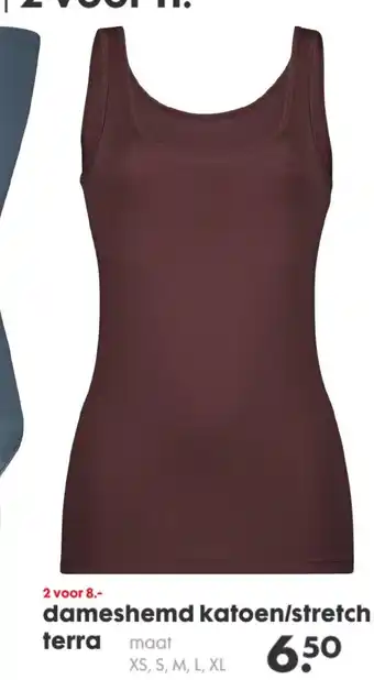 HEMA Dameshemd katoen/stretch terra XS, S, M, XL aanbieding
