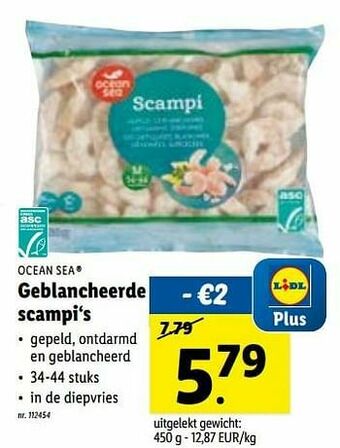 Lidl Geblancheerde scampi‘s aanbieding