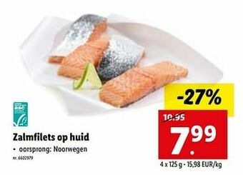 Lidl Zalmfilets op huid aanbieding