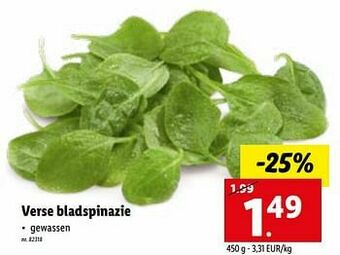 Lidl Verse bladspinazie aanbieding