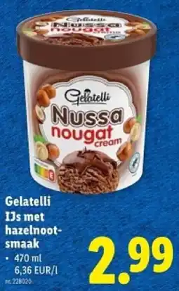 Lidl Gelatelli IJs met Hazelnoot smaak aanbieding