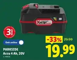 Lidl Parkside Accu 4 Ah, 20V aanbieding