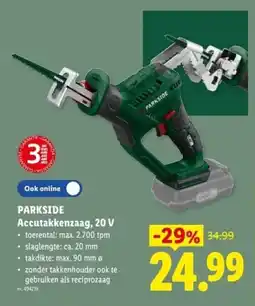 Lidl Parkside Accutakkenzaag, 20V aanbieding