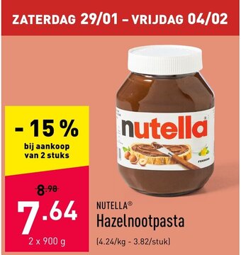 ALDI Hazelnootpasta 2 x 900g aanbieding