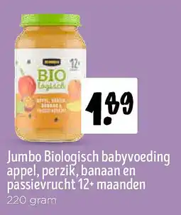 Jumbo Jumbo Biologisch babyvoeding appel, perzik, banaan en passievrucht 12+ maanden aanbieding