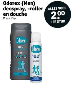 Kruidvat Odorex (Men) deospray, -roller en douche aanbieding
