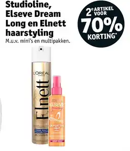Kruidvat Studioline, Elseve Dream Long en Elnett haarstyling aanbieding