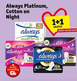 Kruidvat Always Platinum, Cotton en Night aanbieding