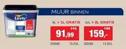Hubo MUUR BINNEN 5L + 1L GRATIS aanbieding