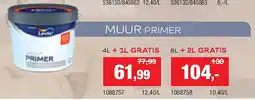 Hubo MUUR PRIMER 4L + 1L GRATIS aanbieding