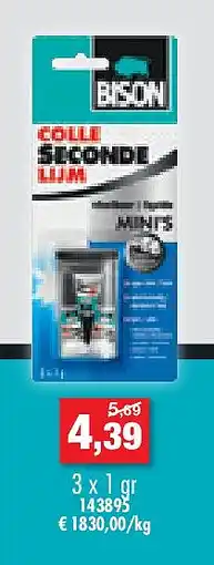 Hubo Bison Super secondelijm 3x0,8 g transparant aanbieding