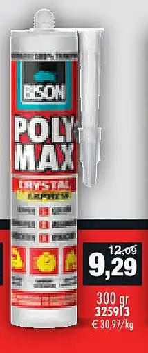 Hubo Bison Poly Max Crystal montagelijm 300g aanbieding