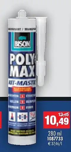 Hubo Bison Poly Max voegkit 280ml transparant aanbieding