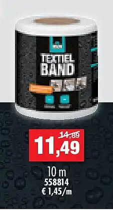 Hubo Bison Rubber Seal textielband 10m x 100mm wit aanbieding