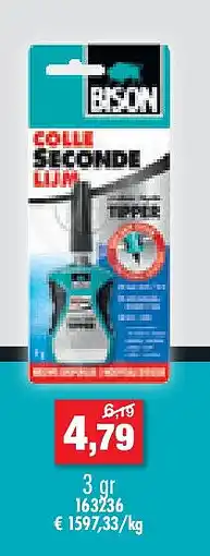 Hubo Bison Tipper secondelijm 3g transparant aanbieding