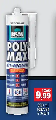 Hubo Bison Poly Max voegkit 280ml wit aanbieding