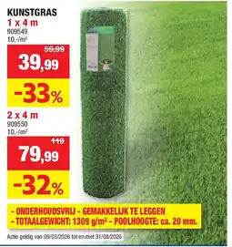 Hubo KUNSTGRAS 1 x 4 m aanbieding