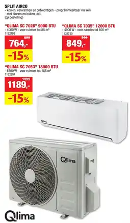 Hubo SPLIT AIRCO “QLIMA SC 7026” 9000 BTU aanbieding