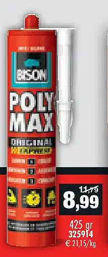 Hubo Bison Poly Max Express montagelijm 425g wit aanbieding