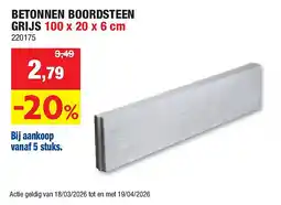 Hubo BETONNEN BOORDSTEEN GRIJS 100 x 20 x 6 cm aanbieding