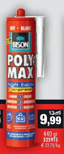 Hubo Bison Poly Max High Tack montagelijm 425g wit aanbieding