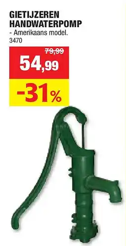 Hubo GIETIJZEREN HANDWATERPOMP aanbieding