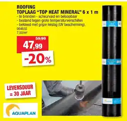 Hubo ROOFING TOPLAAG “TOP HEAT MINERAL” 6 x 1 m aanbieding