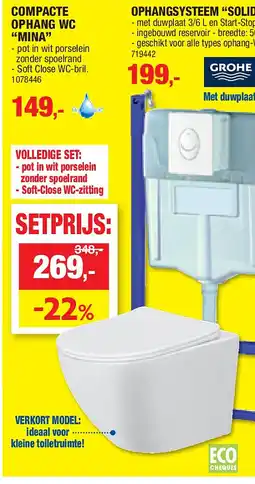 Hubo COMPACTE OPHANG WC “MINA” aanbieding
