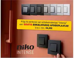 Hubo Krijg bij aankoop van schakelmateriaal “Intense” een GRATIS ENKELVOUDIG AFDEKPLAATJE! aanbieding