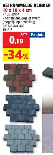 Hubo GETROMMELDE KLINKER 10 x 10 x 4 cm aanbieding