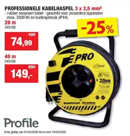 Hubo PROFESSIONELE KABELHASPEL 3 x 2,5 mm² 20 m aanbieding