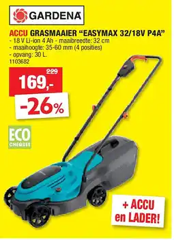 Hubo ACCU GRASMAAIER “EASYMAX 32/18V P4A” aanbieding