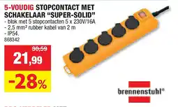 Hubo 5-VOUDIG STOPCONTACT MET SCHAKELAAR “SUPER-SOLID” aanbieding