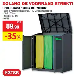Hubo ZOLANG DE VOORRAAD STREKT! OPBERGKAST “MOBY RECYCLING” aanbieding