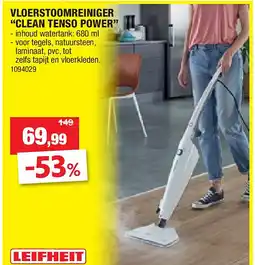 Hubo VLOERSTOOMREINIGER “CLEAN TENSO POWER” aanbieding