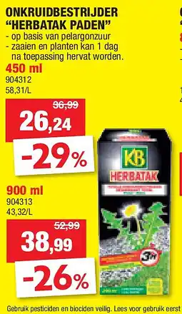 Hubo ONKRUIDBESTRIJDER “HERBATAK PADEN” aanbieding