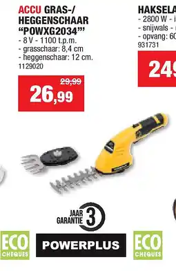 Hubo ACCU GRAS-/ HEGGENSCHAAR “POWXG2034”’ aanbieding