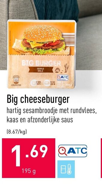 ALDI Big cheeseburger 195g aanbieding