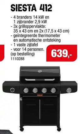 Hubo Barbecook Siesta 412 gasbarbecue graphite aanbieding