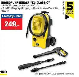 Hubo HOGEDRUKREINIGER “K5 CLASSIC” aanbieding