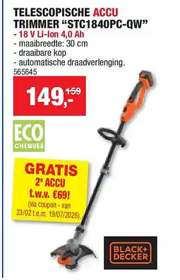Hubo TELESCOPISCHE ACCU TRIMMER “STC1840PC-QW” aanbieding