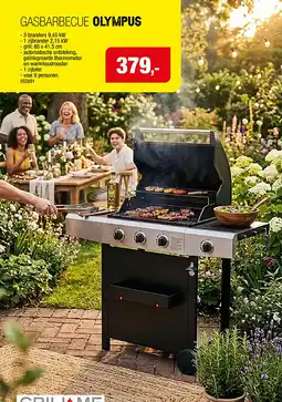 Hubo Grillme Olympus gasbarbecue aanbieding
