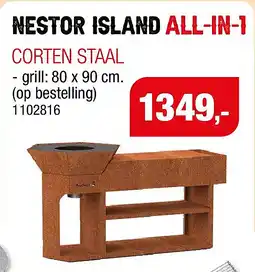 Hubo Barbecook Nestor Island houtbarbecue cortenstaal aanbieding