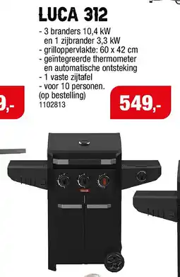Hubo Barbecook Luca 312 gasbarbecue aanbieding